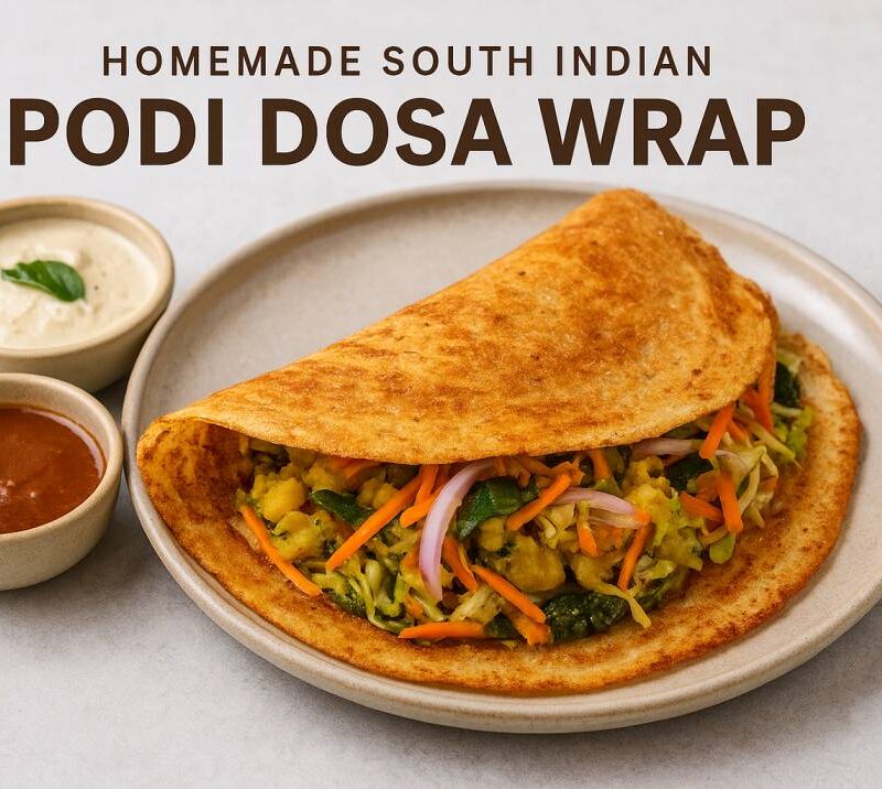 Homemade South Indian Podi Dosa Wrap Recipe