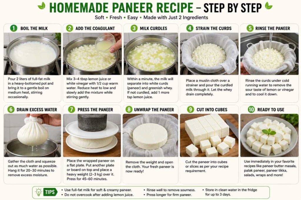 Homemade Fresh Paneer Recipe